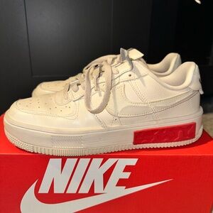 Nike Cream Sneakers Classic Design Leather Upper